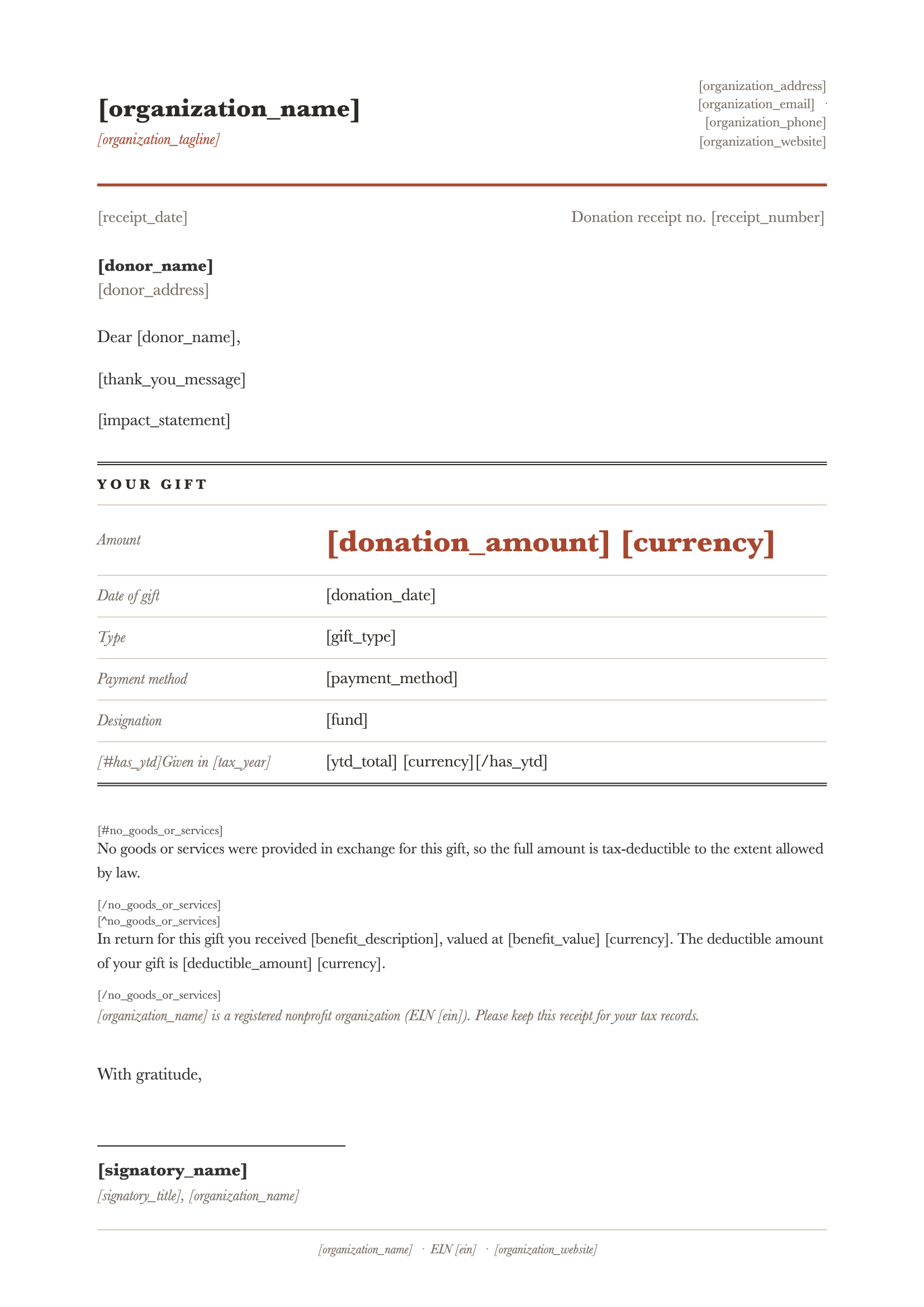 Donation Receipt Template